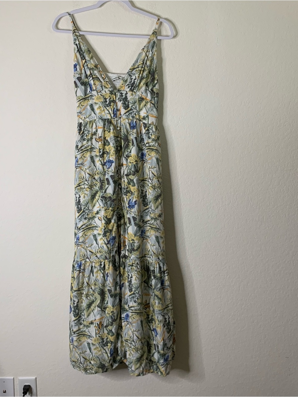 Abercrombie & fitch womens green plunge maxi dress in tropical print MT - Picture 2 of 10